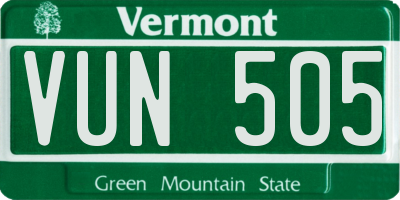 VT license plate VUN505