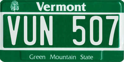 VT license plate VUN507