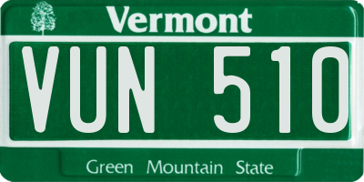 VT license plate VUN510