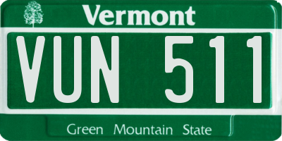 VT license plate VUN511