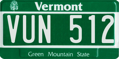 VT license plate VUN512