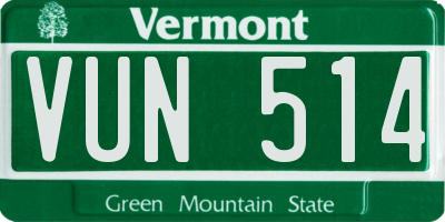 VT license plate VUN514