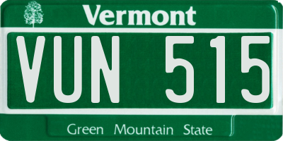 VT license plate VUN515