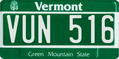 VT license plate VUN516
