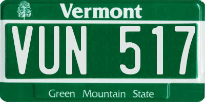 VT license plate VUN517
