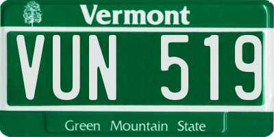 VT license plate VUN519