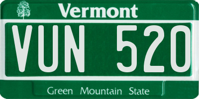 VT license plate VUN520