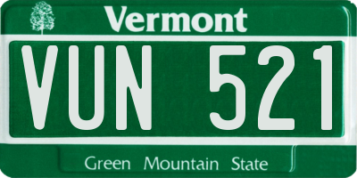 VT license plate VUN521