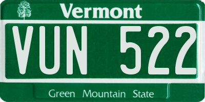 VT license plate VUN522