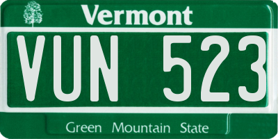 VT license plate VUN523