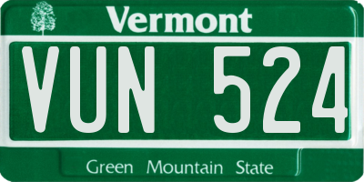 VT license plate VUN524