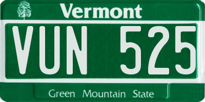 VT license plate VUN525