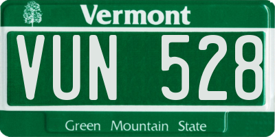 VT license plate VUN528
