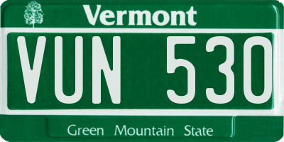 VT license plate VUN530