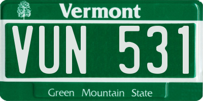 VT license plate VUN531