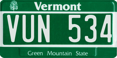 VT license plate VUN534