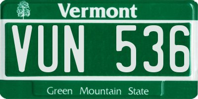 VT license plate VUN536