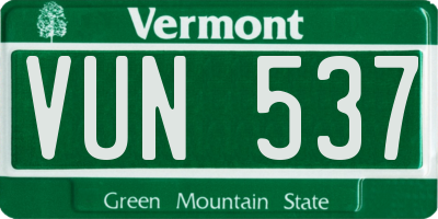 VT license plate VUN537