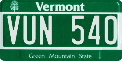 VT license plate VUN540