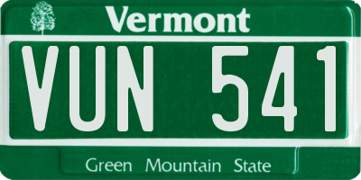 VT license plate VUN541