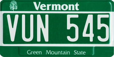 VT license plate VUN545