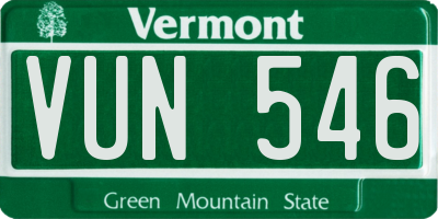 VT license plate VUN546