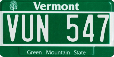 VT license plate VUN547