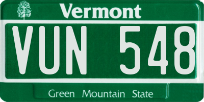 VT license plate VUN548