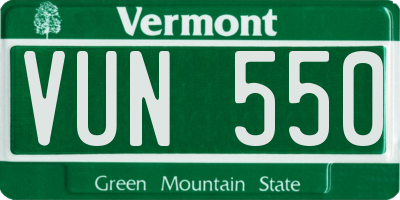 VT license plate VUN550