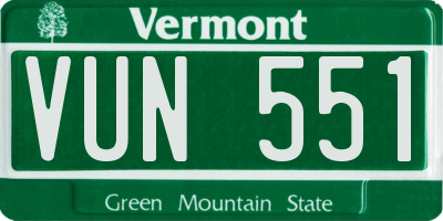 VT license plate VUN551