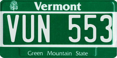 VT license plate VUN553