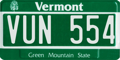 VT license plate VUN554