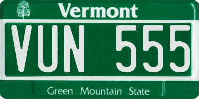 VT license plate VUN555