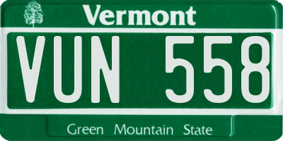 VT license plate VUN558