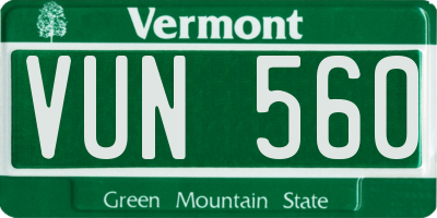 VT license plate VUN560