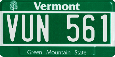 VT license plate VUN561