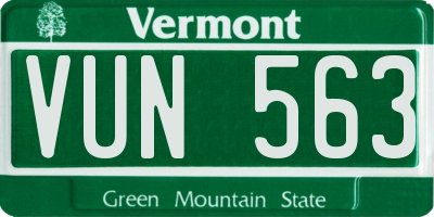 VT license plate VUN563