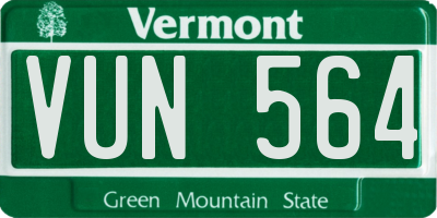 VT license plate VUN564