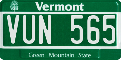 VT license plate VUN565