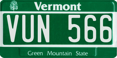 VT license plate VUN566