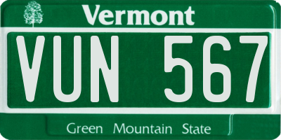 VT license plate VUN567