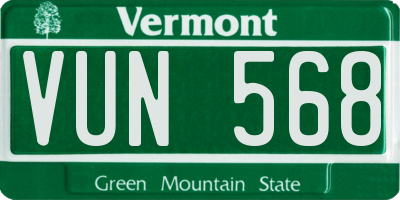 VT license plate VUN568