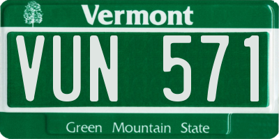VT license plate VUN571