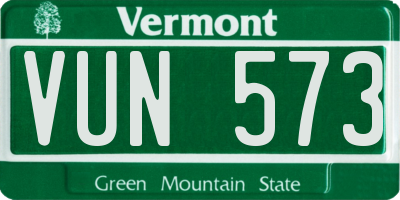 VT license plate VUN573