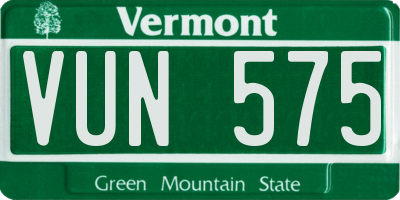 VT license plate VUN575