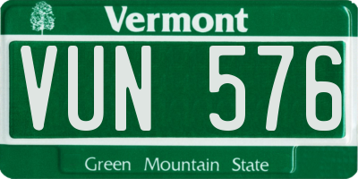 VT license plate VUN576