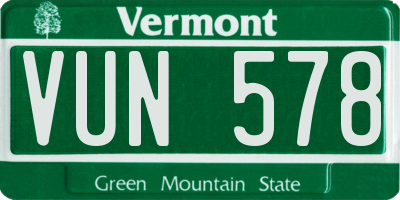 VT license plate VUN578