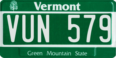 VT license plate VUN579