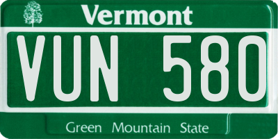VT license plate VUN580