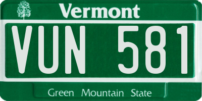 VT license plate VUN581
